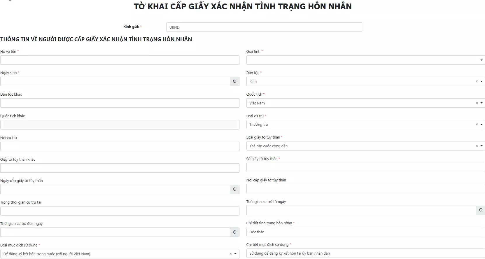 Làm giấy độc thân trên dịch vụ công 7