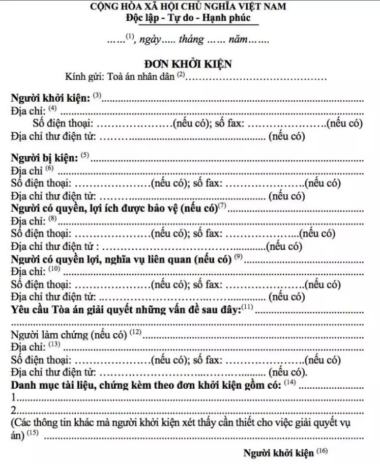 Mẫu đơn ly hôn đơn phương ở Quảng Nam