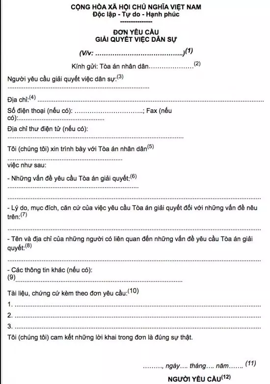 Mẫu đơn ly hôn thuận tình ở Quảng Nam
