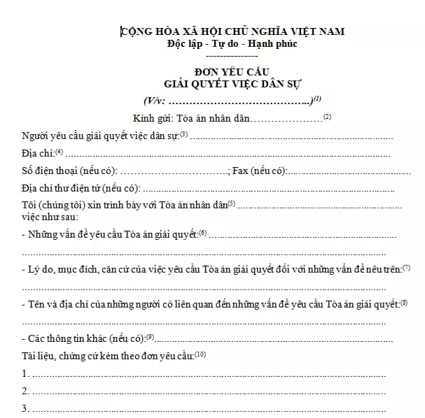 Mẫu đơn thuận tình ly hôn