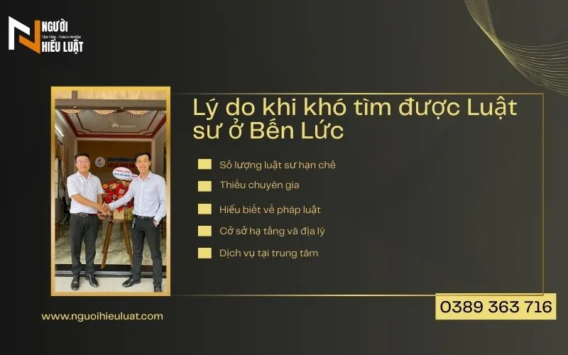 Lý do tìm luật sư Bến Lức khó khăn