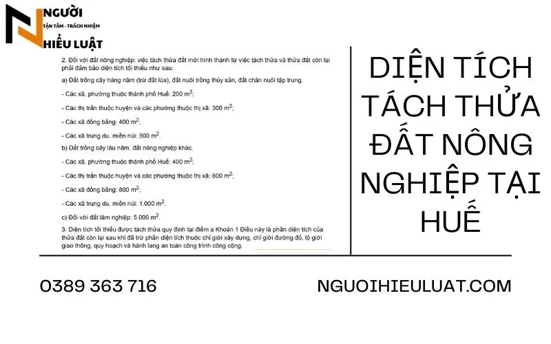 Diện tích tách thửa đất nông nghiệp huế