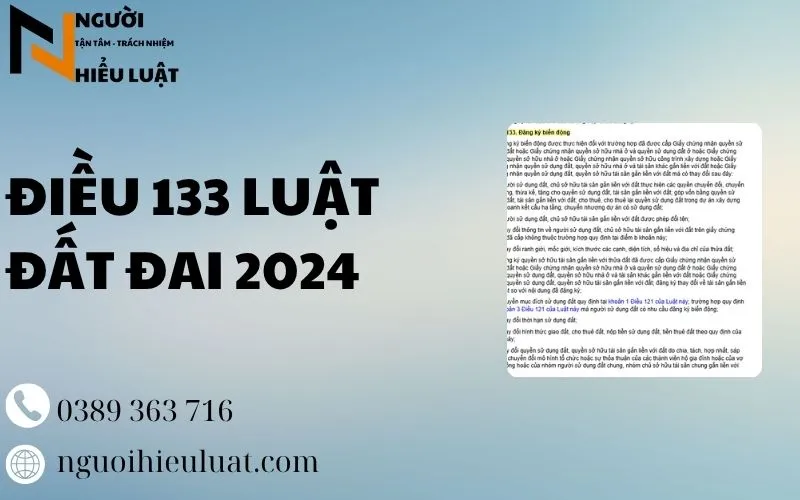 Điều 133 luật đất đai 2024