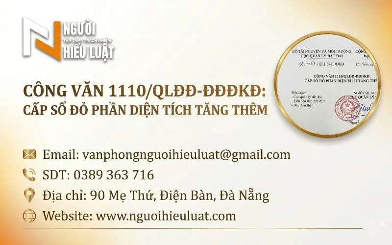 CÔNG VĂN 1110/QLĐĐ-ĐĐĐKĐ: HƯỚNG DẪN CẤP SỔ ĐỎ PHẦN DIỆN TÍCH TĂNG THÊM