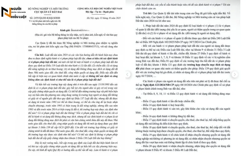 Tiêu Chí Xác Định Vi Phạm Luật Đất Đai Theo Công Văn 2459/QLĐĐ-KSQLSĐĐĐ