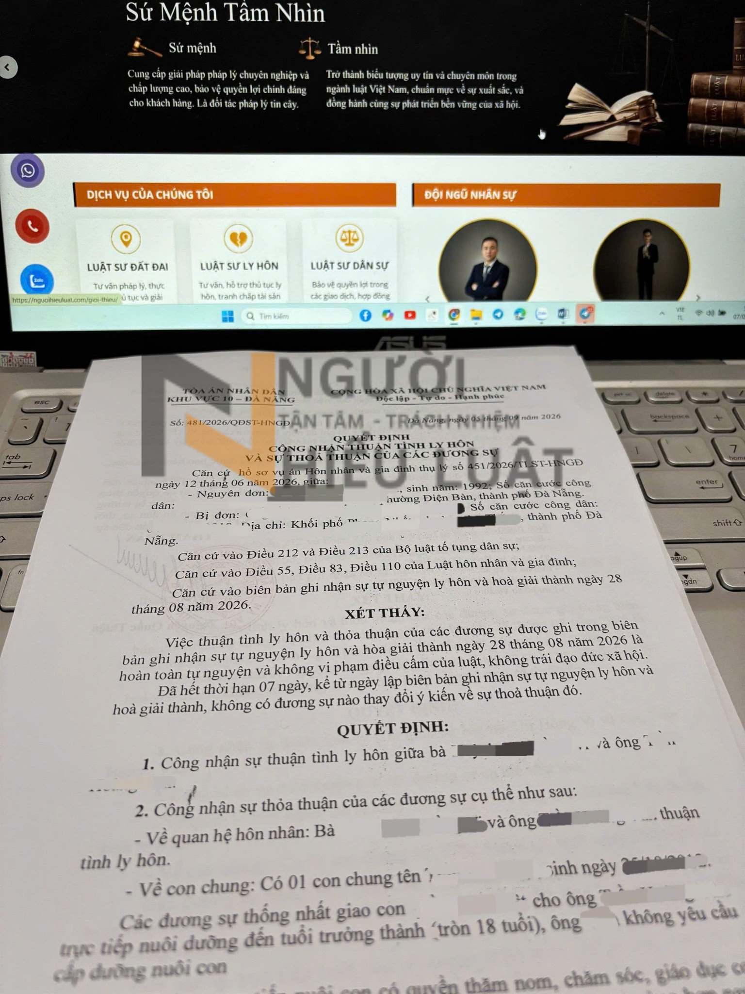 NGƯỜI HIỂU LUẬT HỖ TRỢ HÒA GIẢI THÀNH CÔNG VỤ ÁN LY HÔN – TRANH CHẤP QUYỀN NUÔI CON